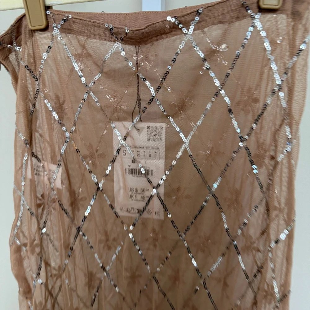 Zara Elegant Brown Mesh Skirt new with tags size S - Picture 4 of 5